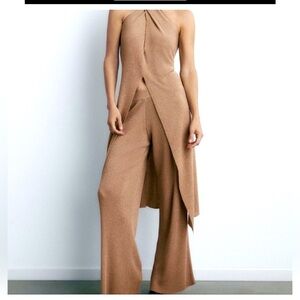 Zara golden knit halter top new with tags